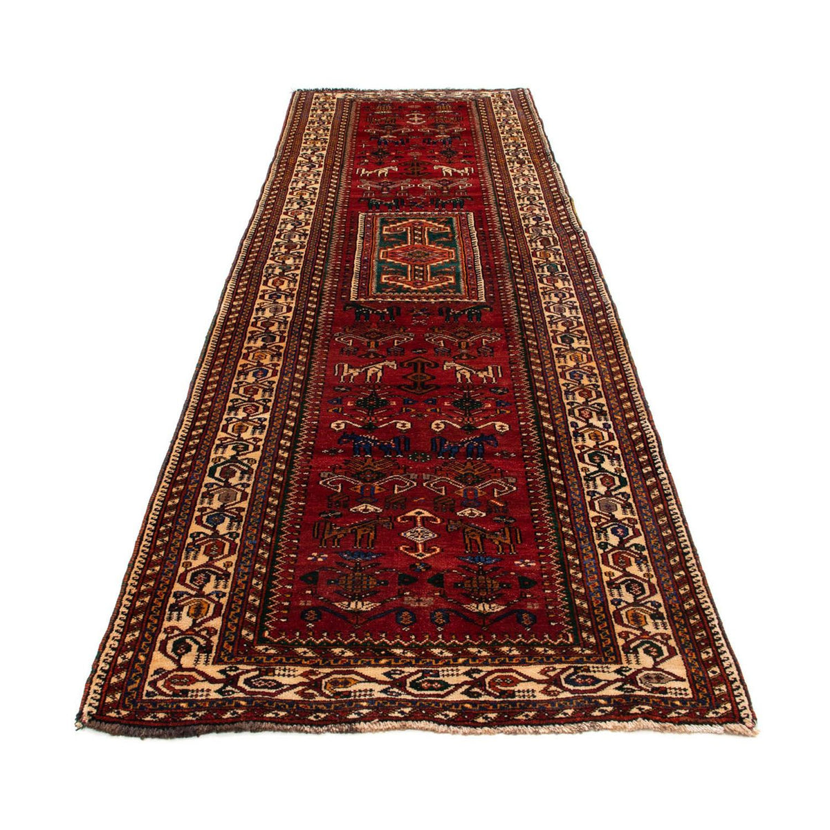 Tapis de couloir Tapis persan - Nomadic - 337 x 103 cm - rouge foncé