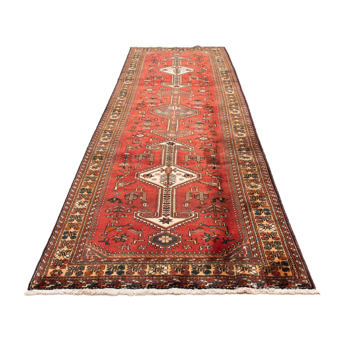 Tapis de couloir Tapis persan - Nomadic - 361 x 108 cm - rouge foncé