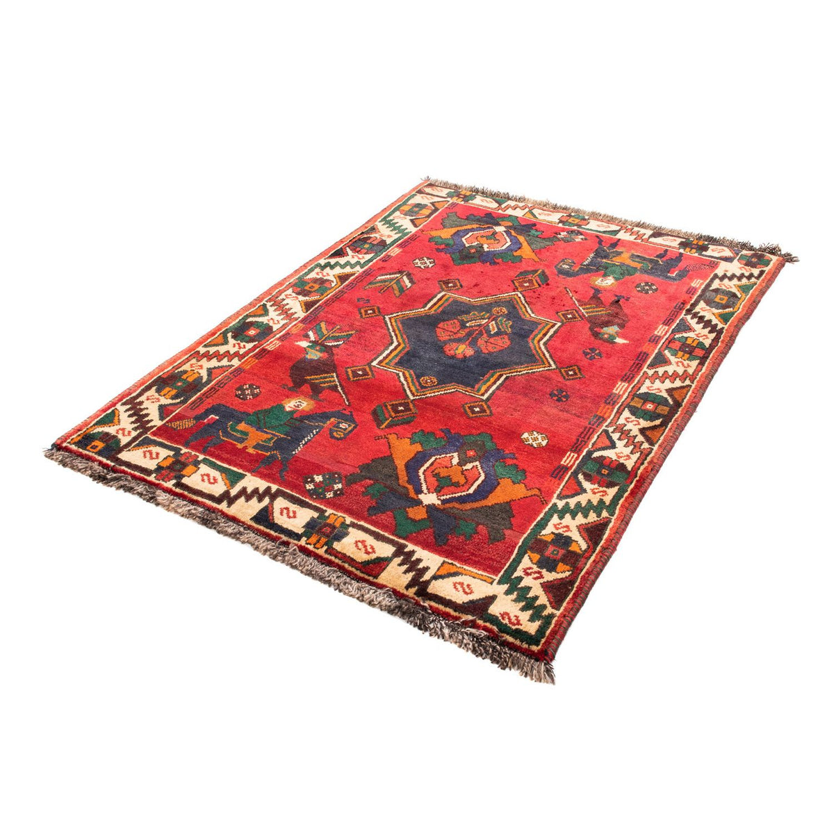 Tapis persan - Nomadic - 159 x 117 cm - rouge foncé