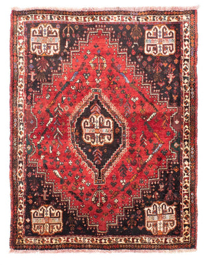 Tapis persan - Nomadic - 162 x 117 cm - rouge foncé