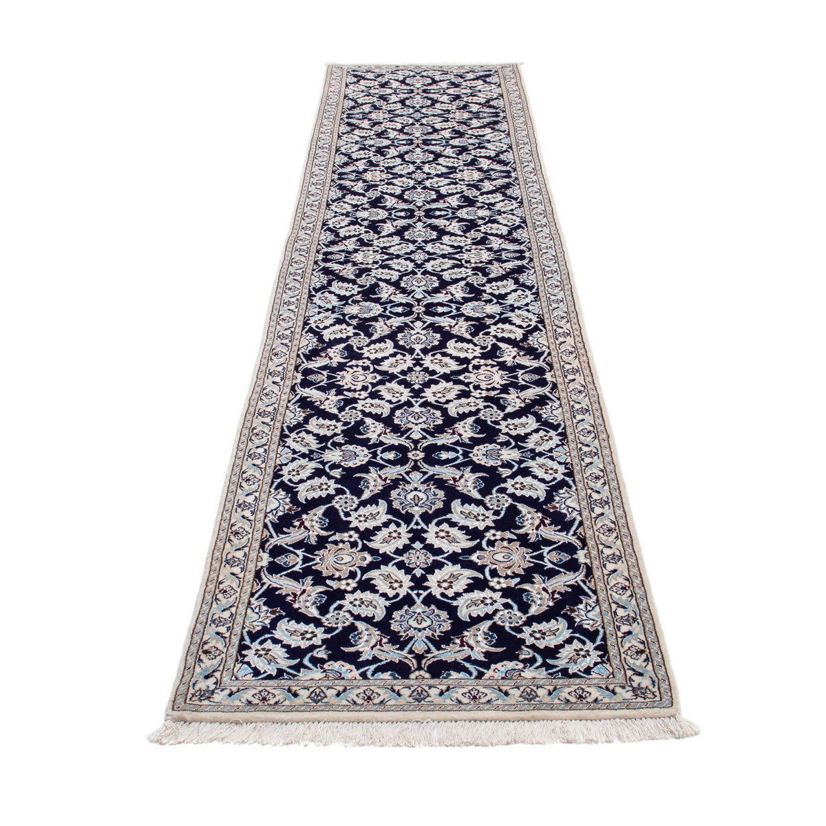 Tapis de couloir Tapis persan - Nain - Royal - 367 x 75 cm - bleu foncé
