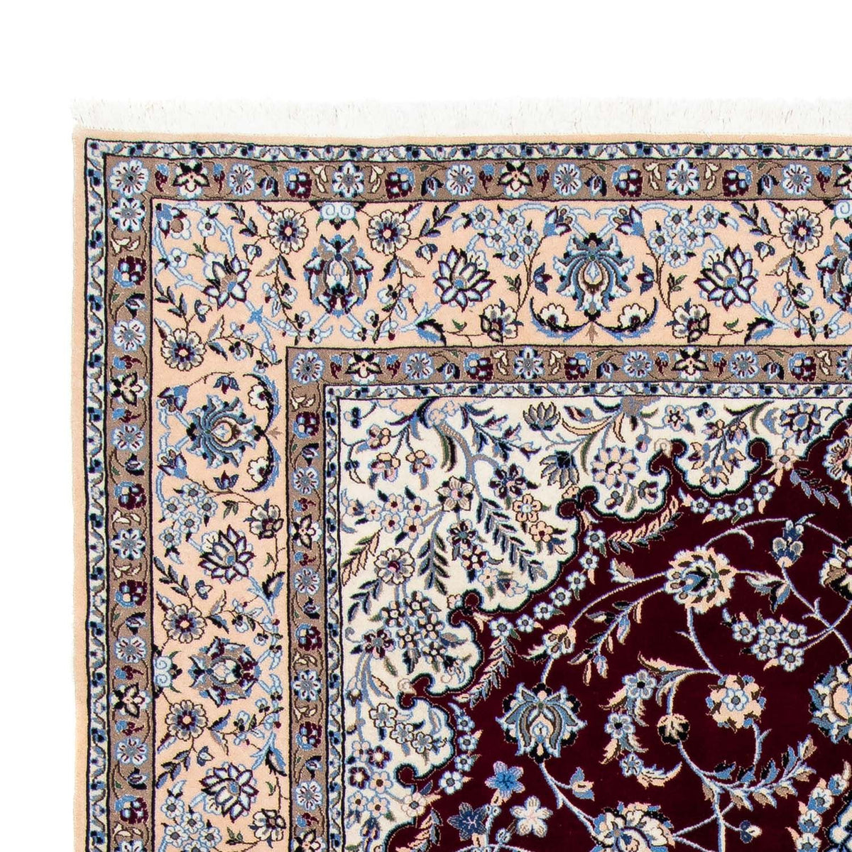 Tapis persan - Nain - Royal - 305 x 201 cm - rouge foncé