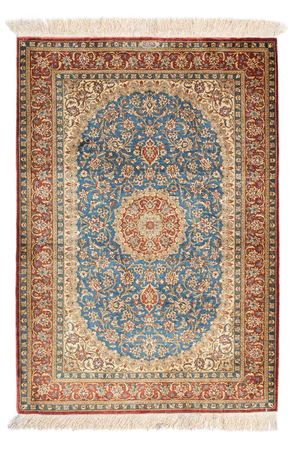 Tapis persan - Ghom - 117 x 80 cm - turquoise