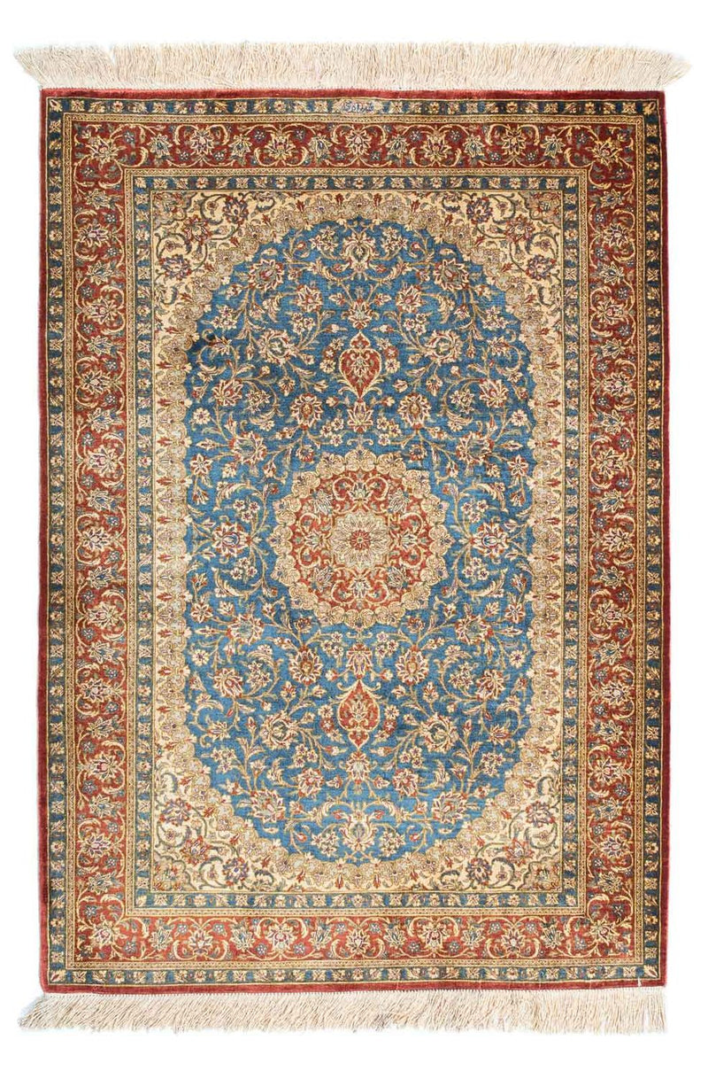 Tapis persan - Ghom - 117 x 80 cm - turquoise