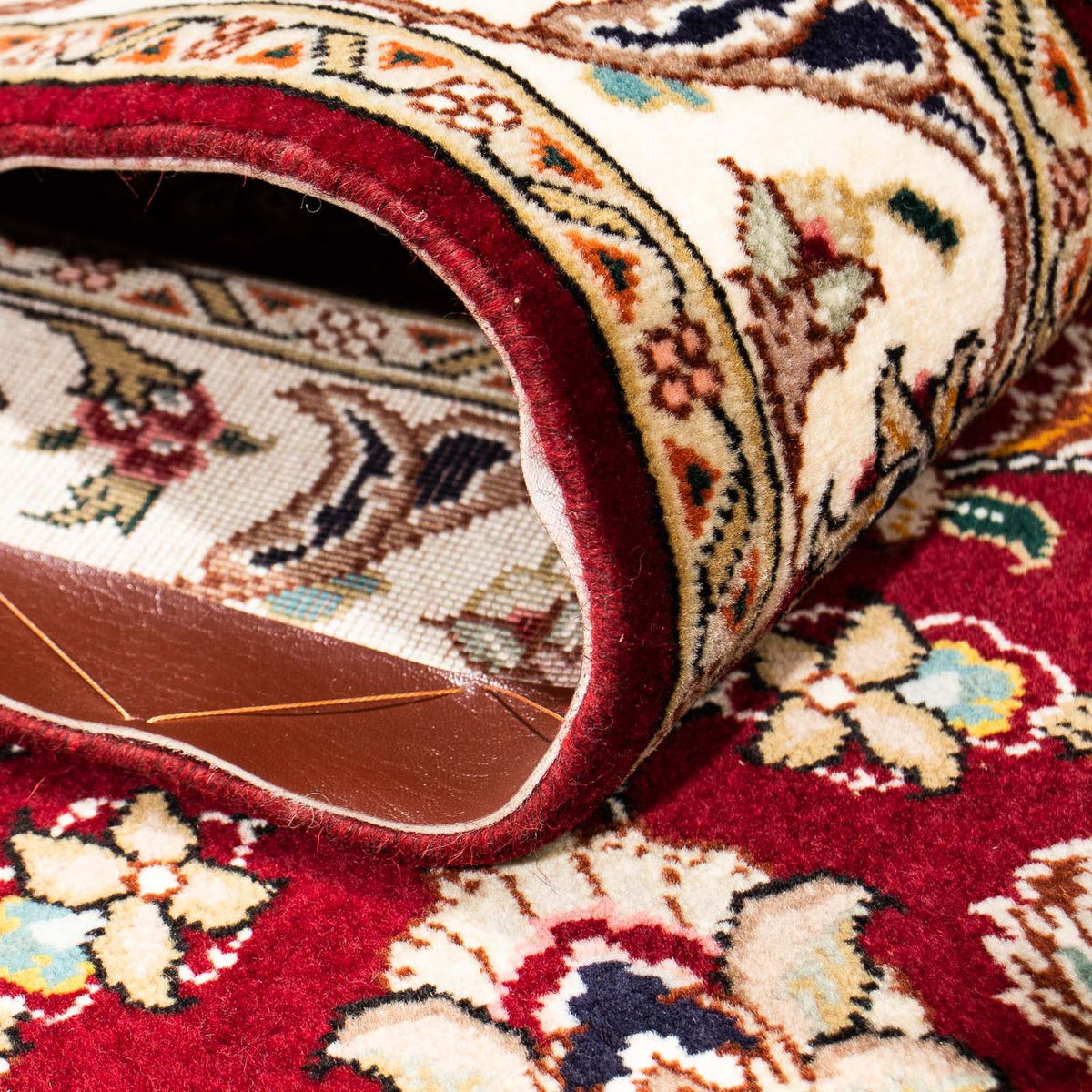 Tapis de couloir Tapis persan - Tabriz - Royal - 317 x 88 cm - rouge foncé
