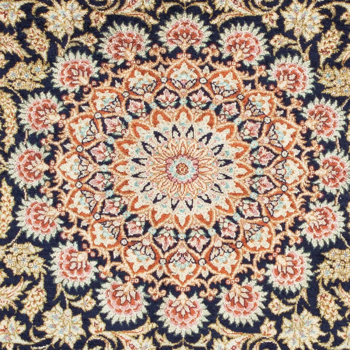 Tapis persan - Ghom - 120 x 79 cm - bleu foncé