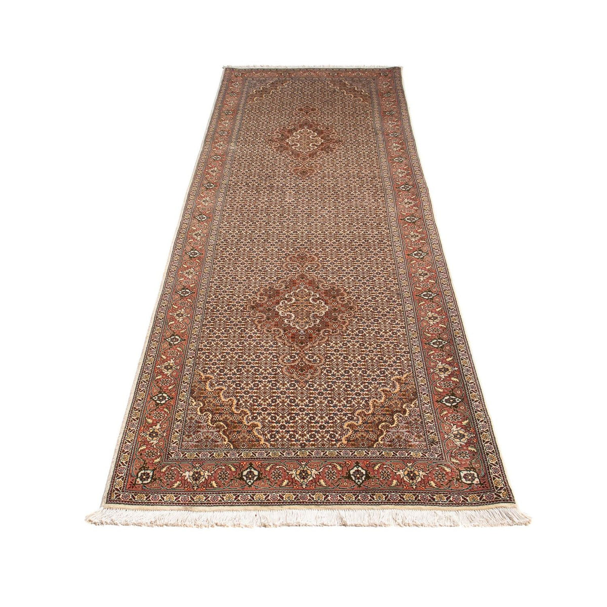 Tapis de couloir Tapis persan - Tabriz - 302 x 85 cm - marron clair
