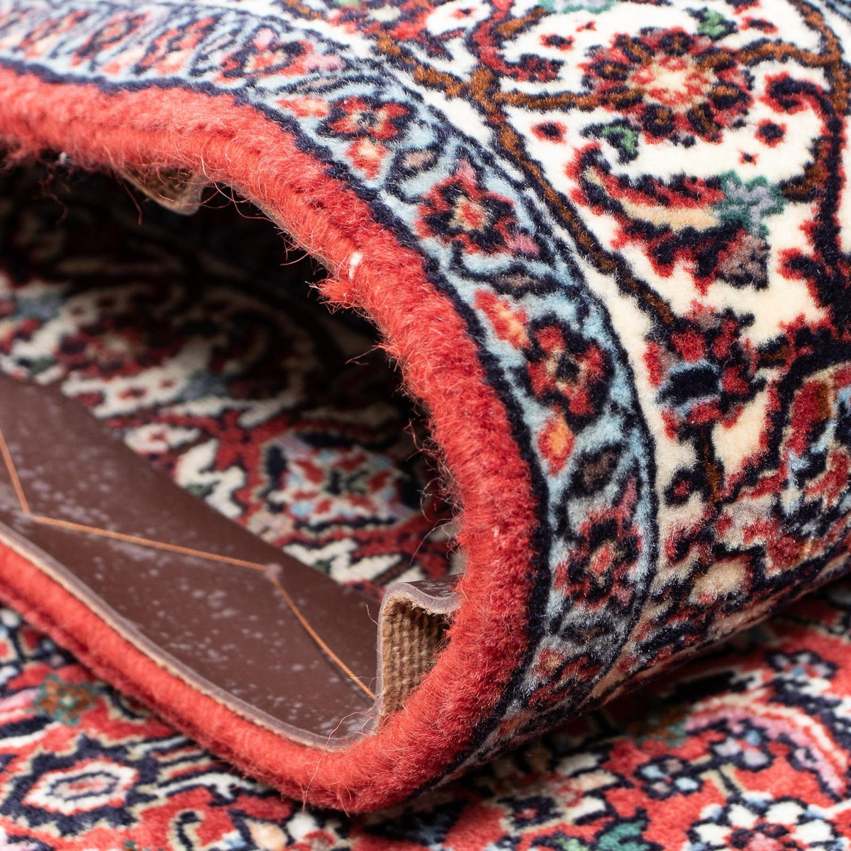 Tapis de couloir Tapis persan - Bidjar - 385 x 84 cm - rouge foncé