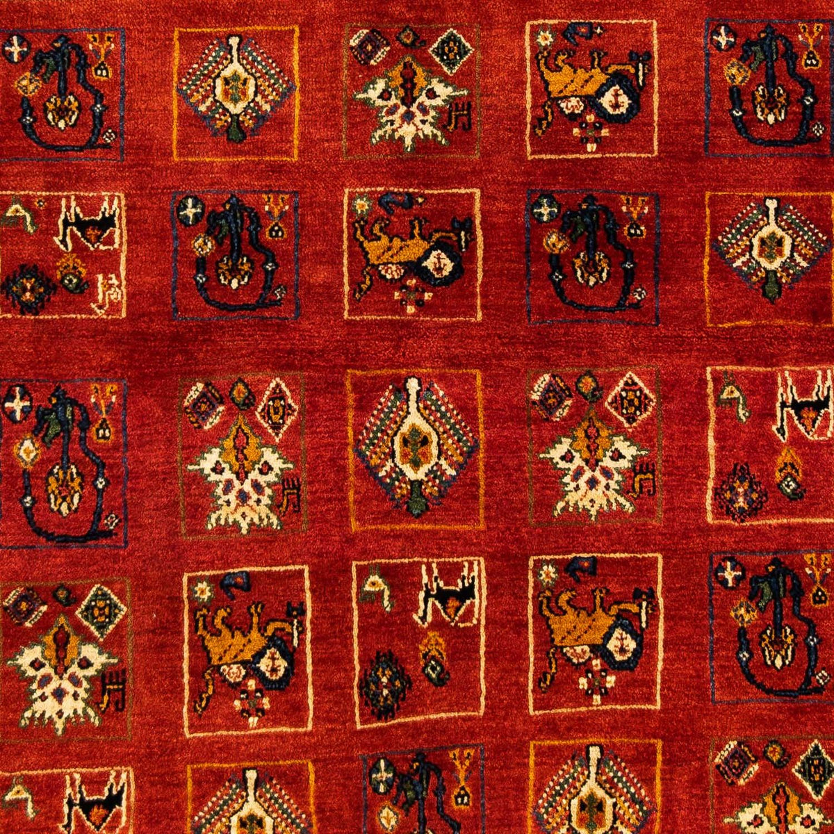 Tapis Gabbeh - Persan Kashkuli - 214 x 145 cm - rouge foncé