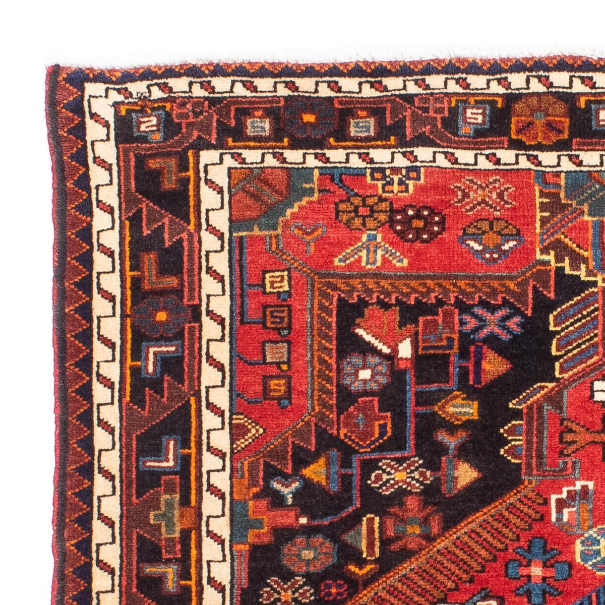 Tapis persan - Nomadic - 150 x 116 cm - rouge foncé