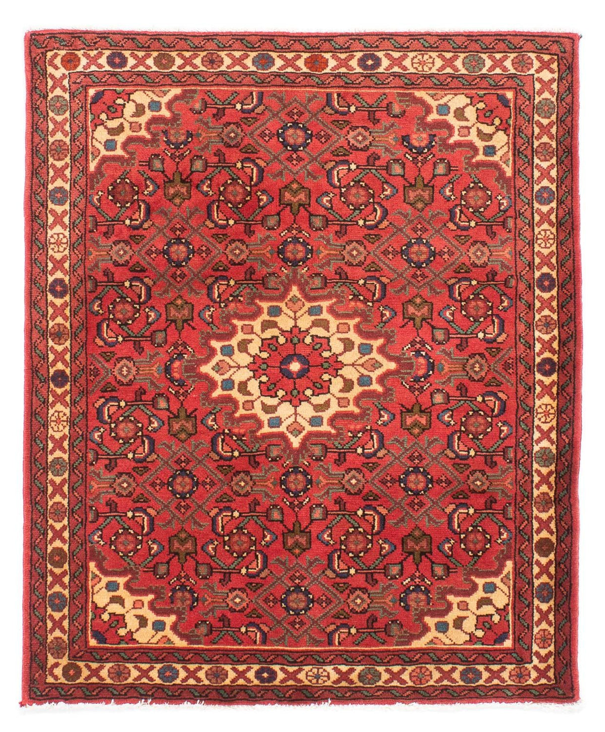 Tapis persan - Nomadic - 135 x 110 cm - rouge clair