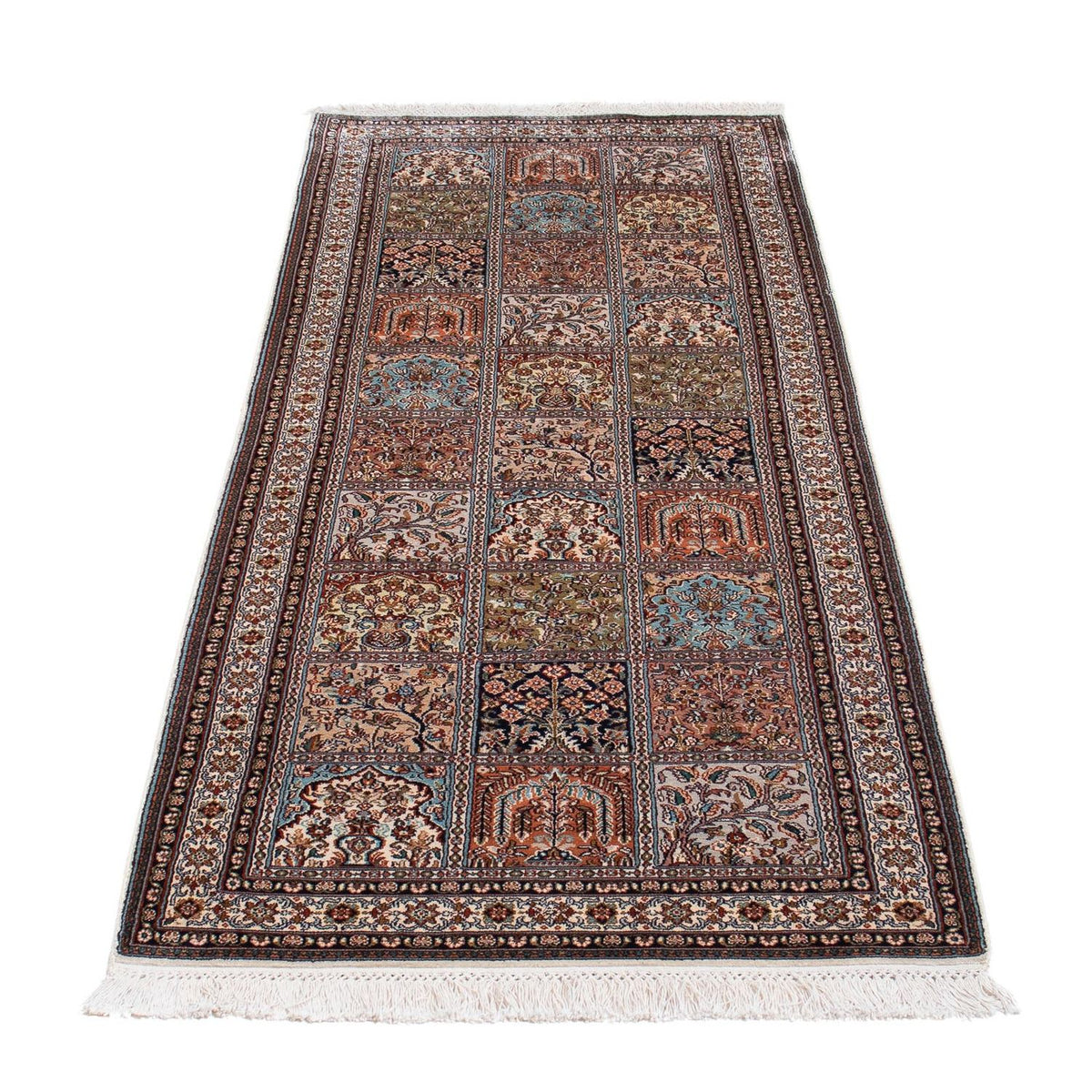 Tapis de couloir Tapis en soie - Soie du Cachemire - 227 x 79 cm - multicolore