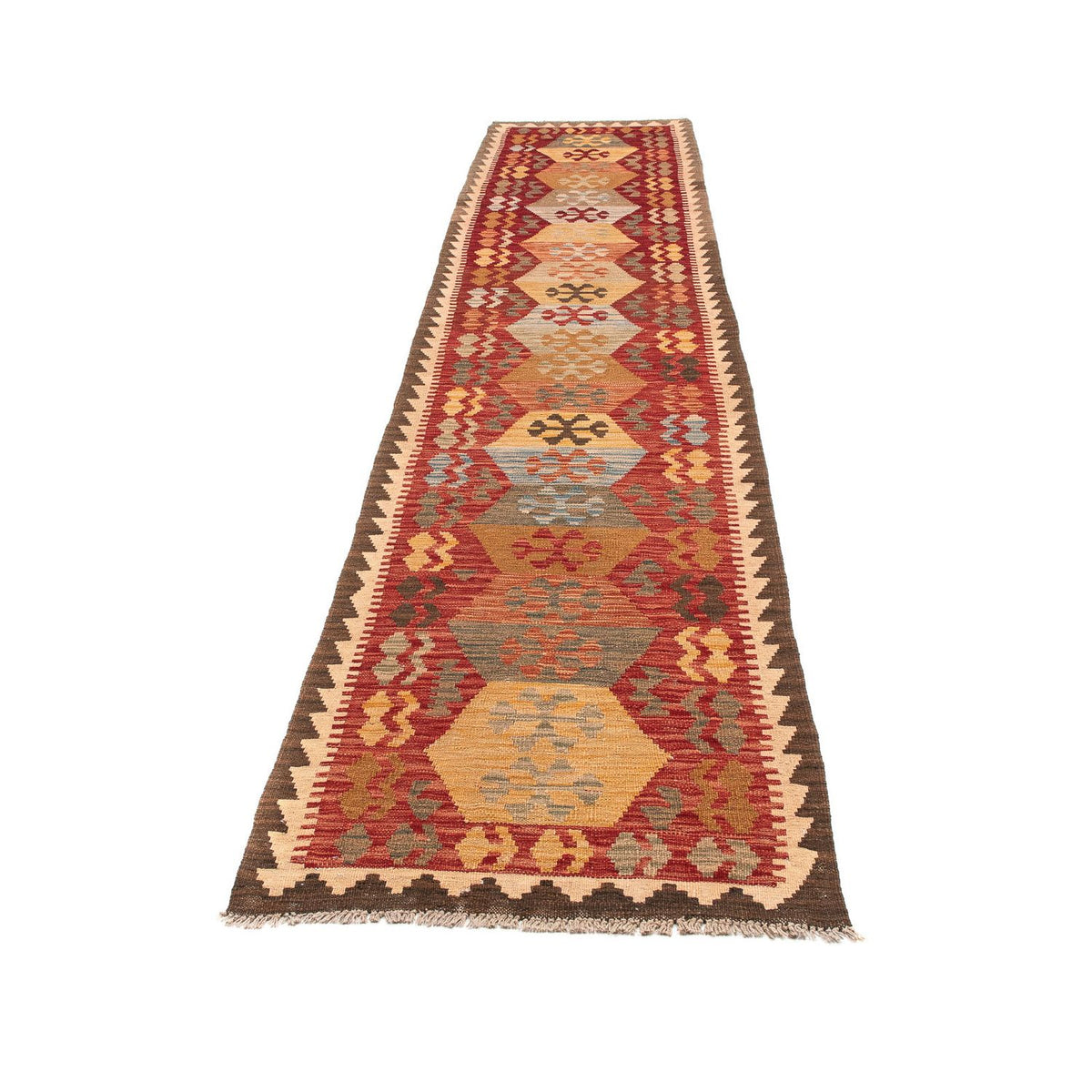 Tapis de couloir Tapis Kelim - Splash - 389 x 76 cm - rouge