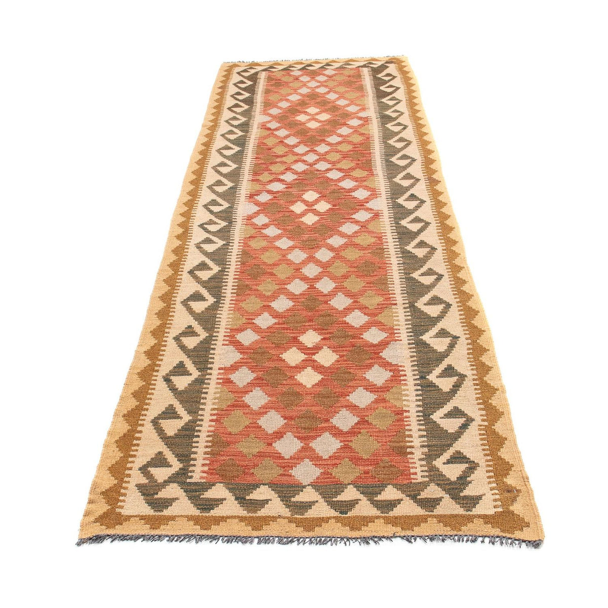 Tapis de couloir Tapis Kelim - Splash - 300 x 82 cm - rouge clair