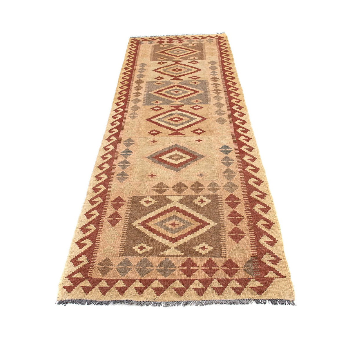 Tapis de couloir Tapis Kelim - Splash - 301 x 80 cm - marron clair