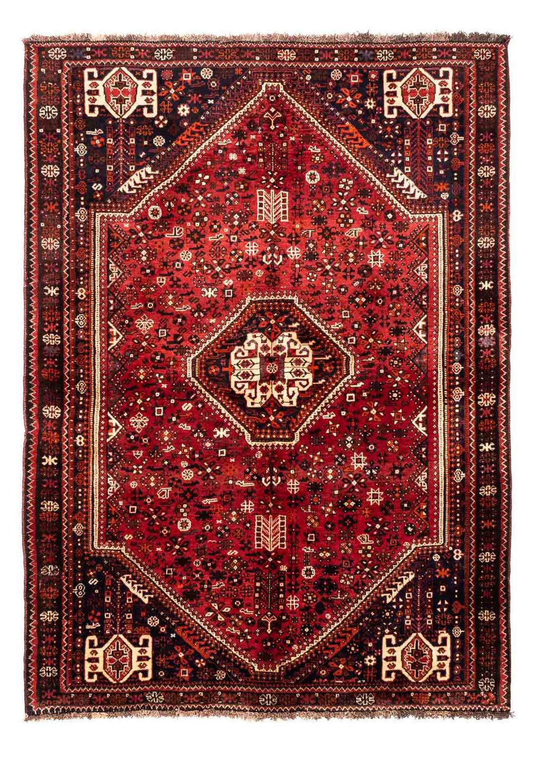Tapis persan - Nomadic - 222 x 157 cm - rouge foncé