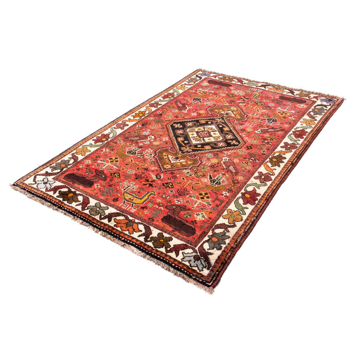 Tapis persan - Nomadic - 210 x 140 cm - rouge foncé