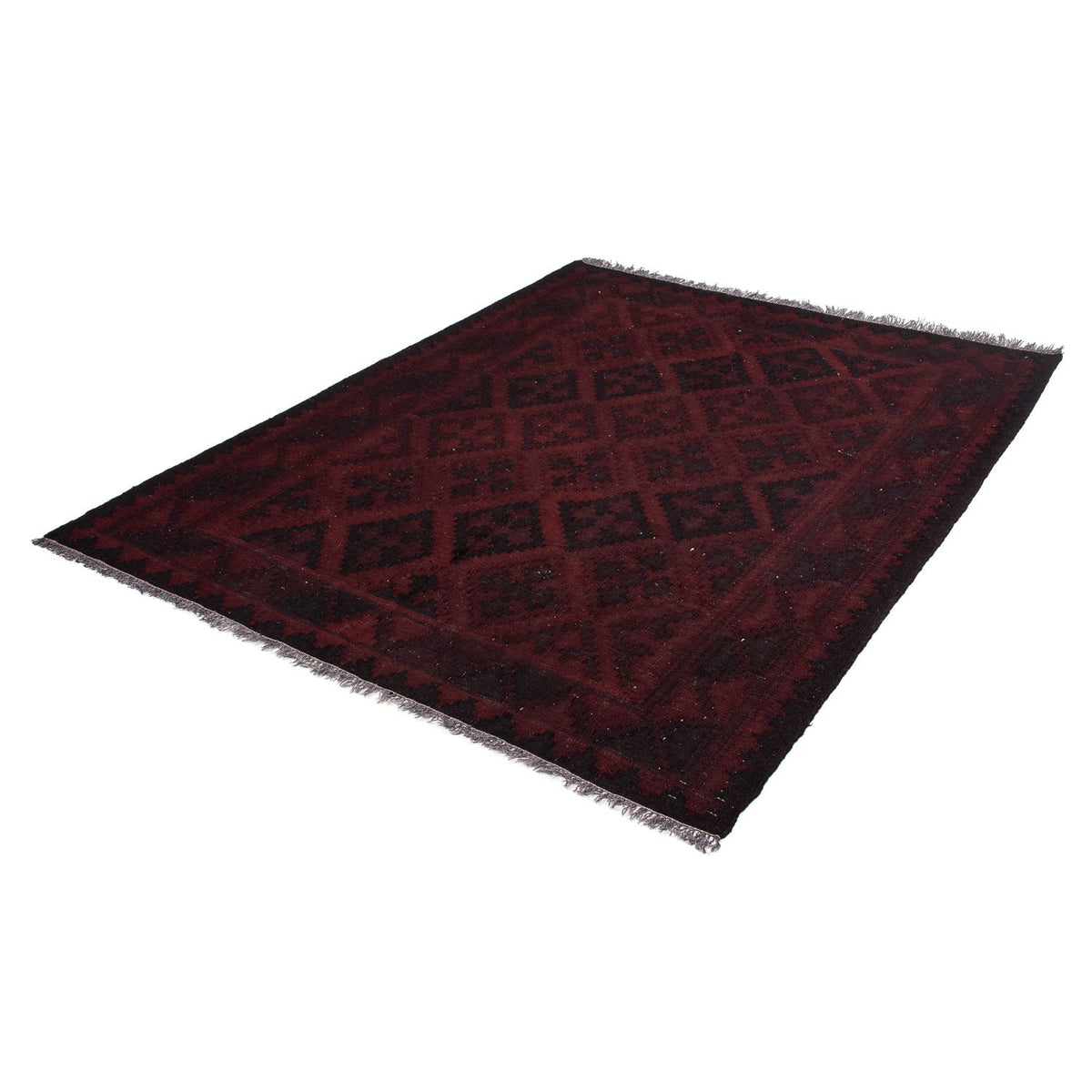 Tapis Kelim - Oriental - 193 x 145 cm - rouge foncé