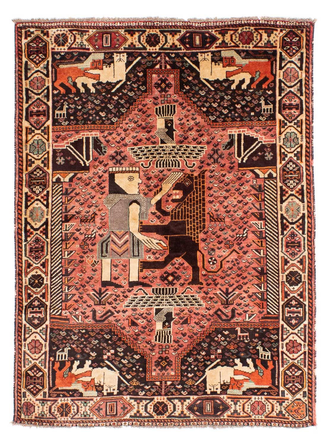 Tapis persan - Nomadic - 192 x 155 cm - rouge clair