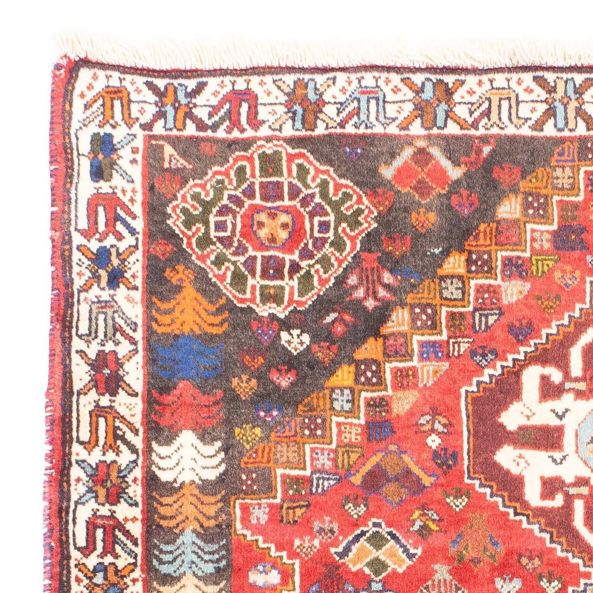Tapis persan - Nomadic - 150 x 120 cm - rouge foncé