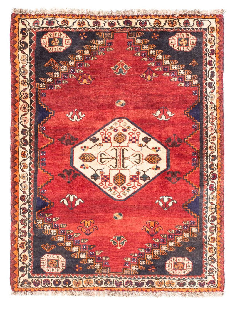 Tapis persan - Nomadic - 150 x 116 cm - rouge foncé