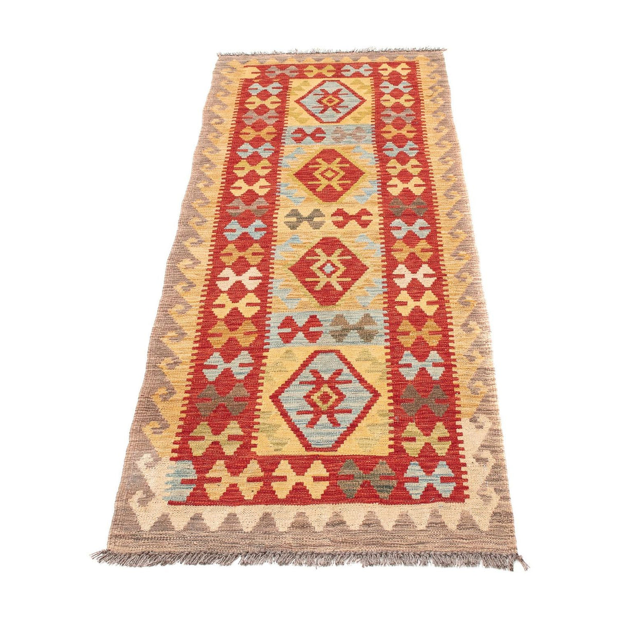 Tapis de couloir Tapis Kelim - Splash - 199 x 65 cm - rouge