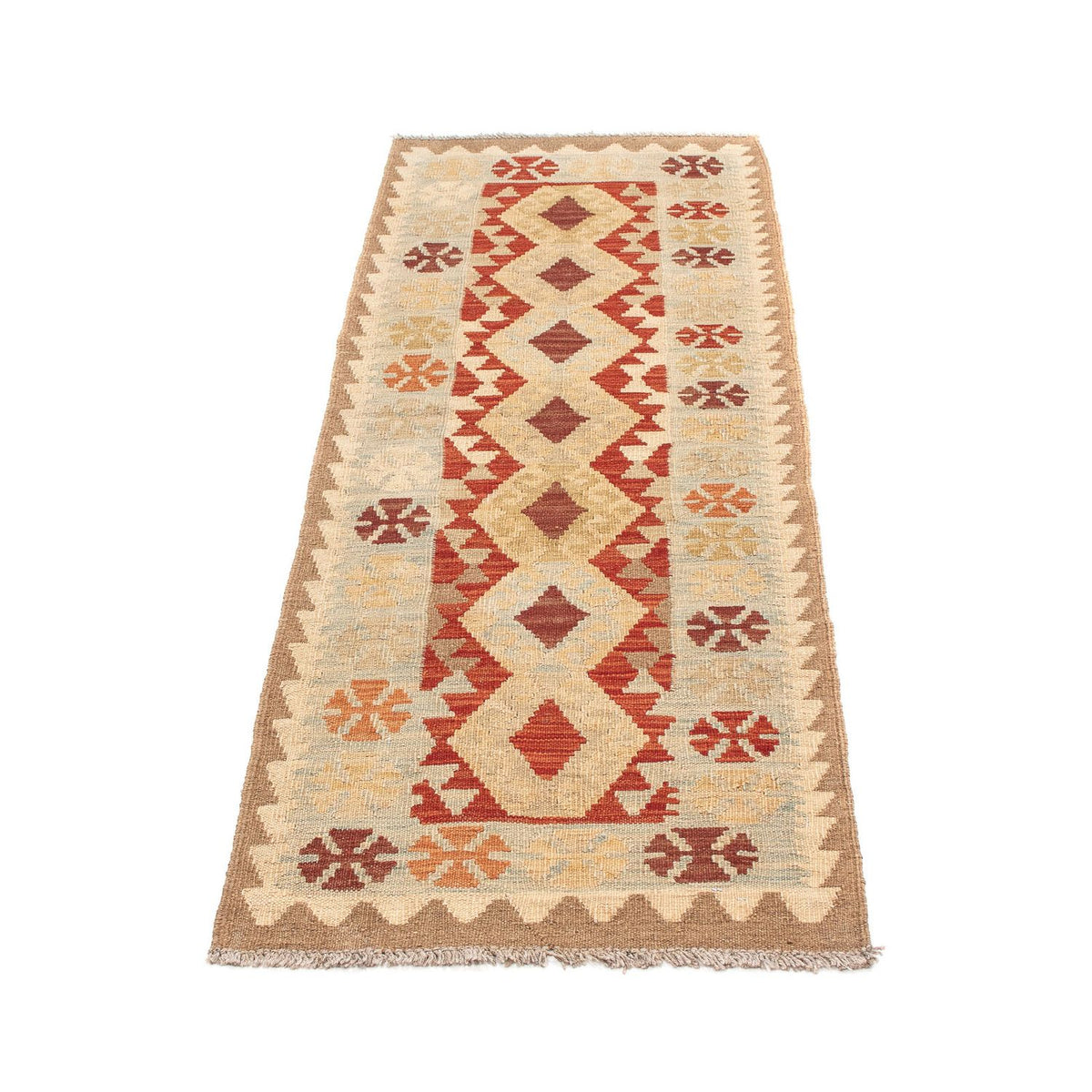 Tapis de couloir Tapis Kelim - Splash - 191 x 60 cm - marron clair