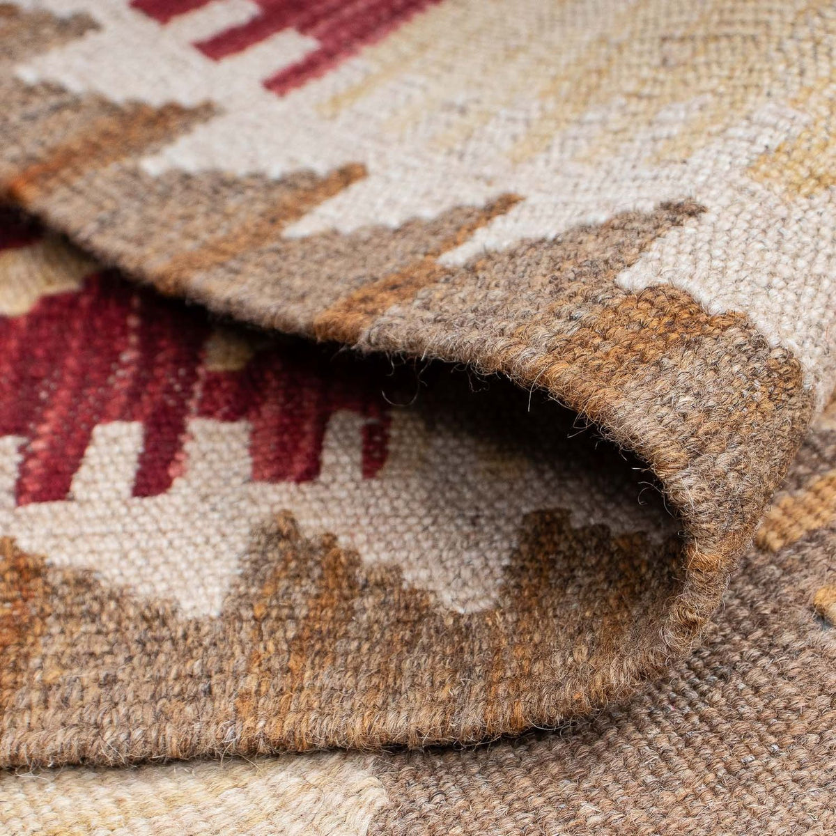 Tapis de couloir Tapis Kelim - Splash - 203 x 68 cm - marron clair