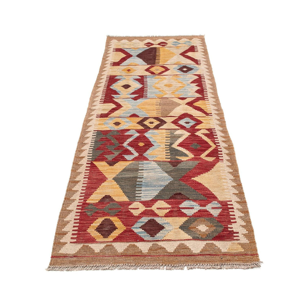 Tapis de couloir Tapis Kelim - Splash - 203 x 68 cm - marron clair