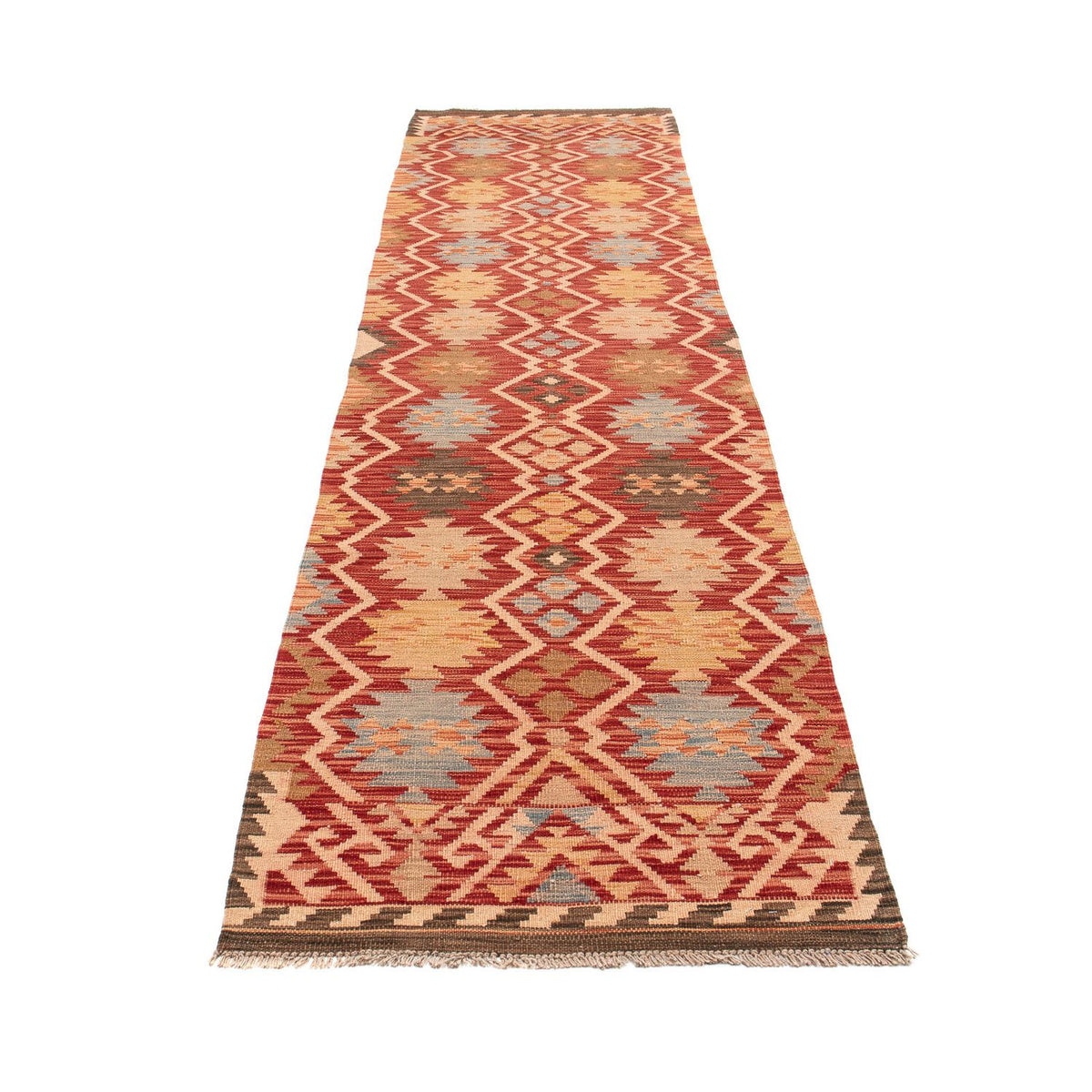 Tapis de couloir Tapis Kelim - Splash - 384 x 75 cm - rouge