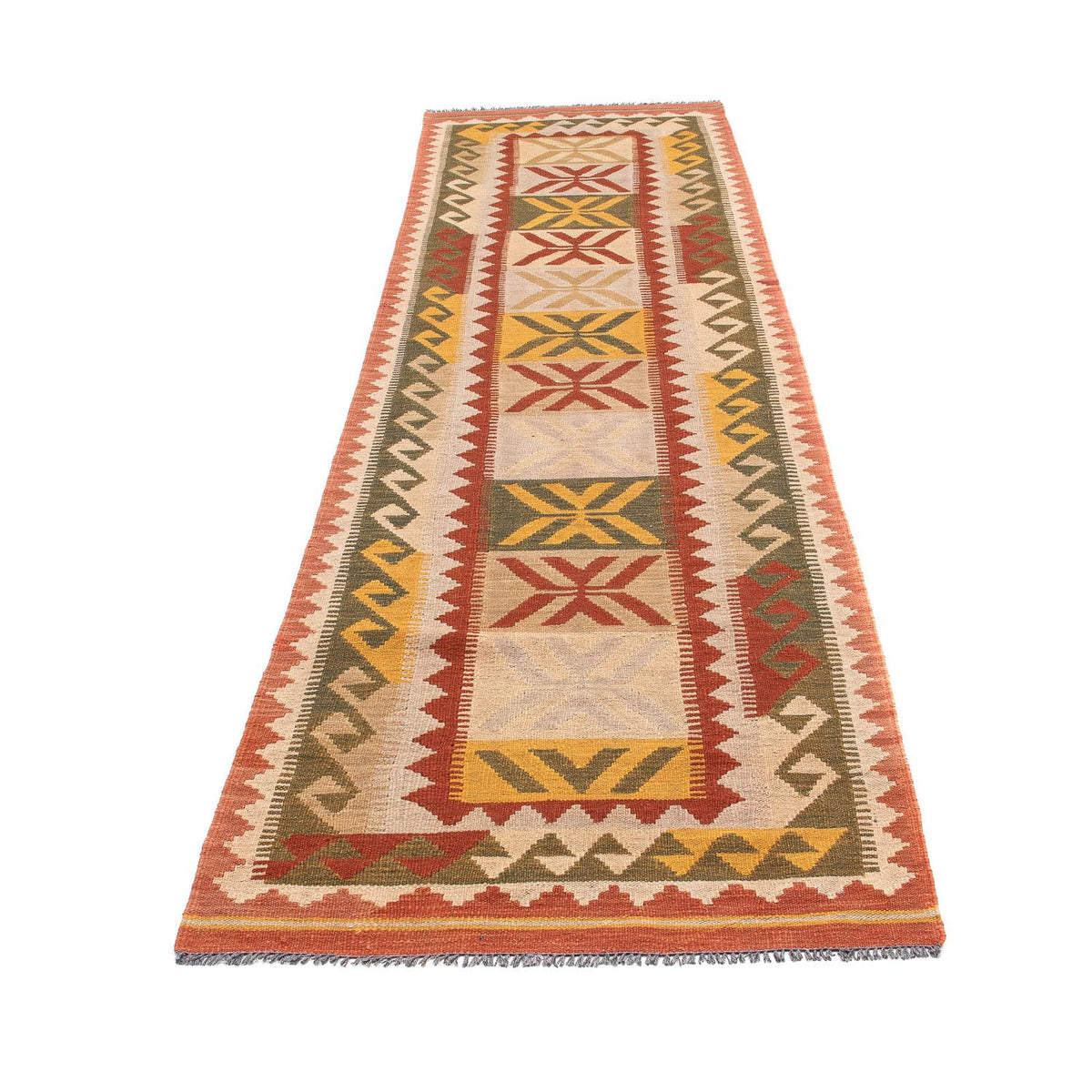 Tapis de couloir Tapis Kelim - Splash - 306 x 82 cm - rouge clair