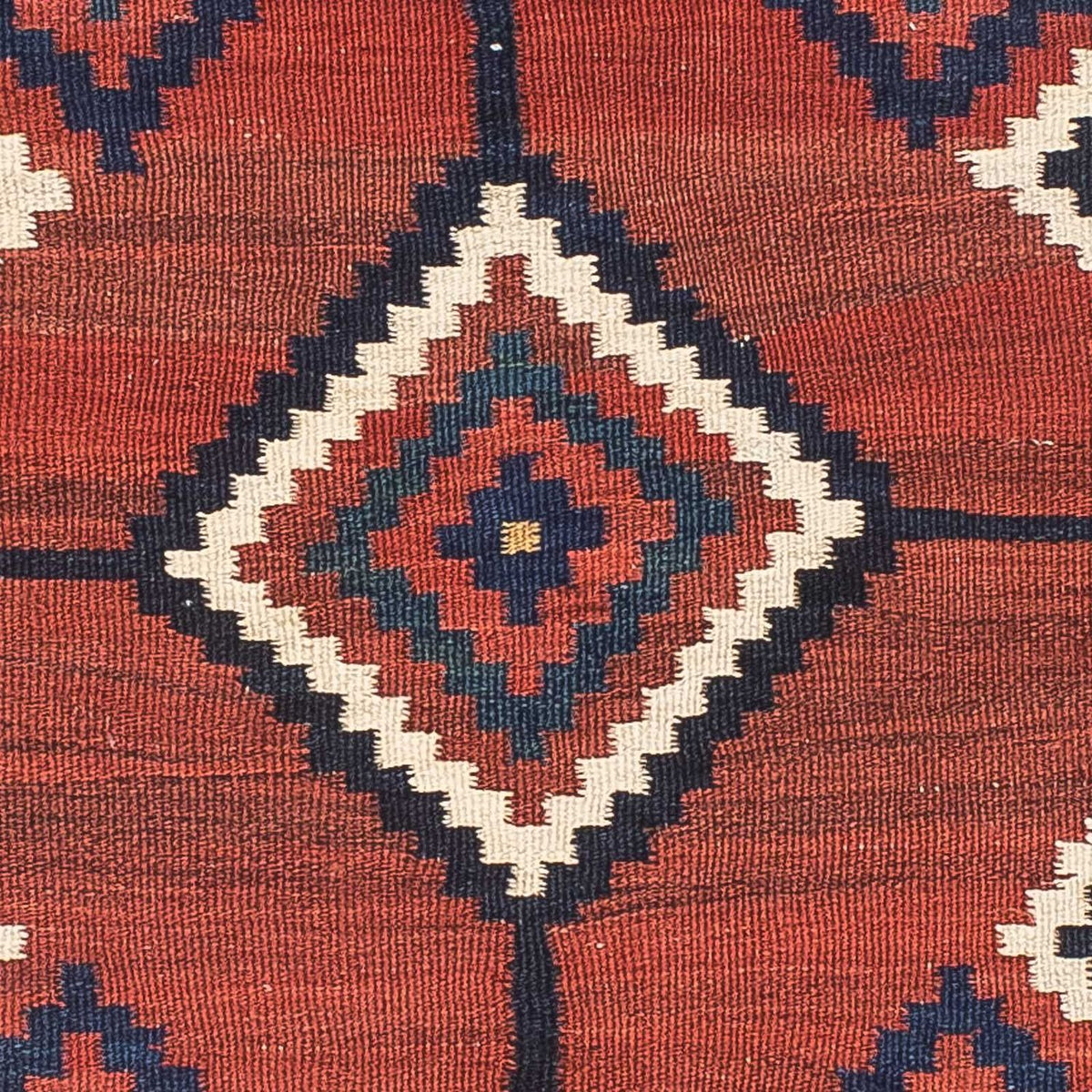 Tapis Kelim - Oriental carré - 144 x 132 cm - rouge foncé