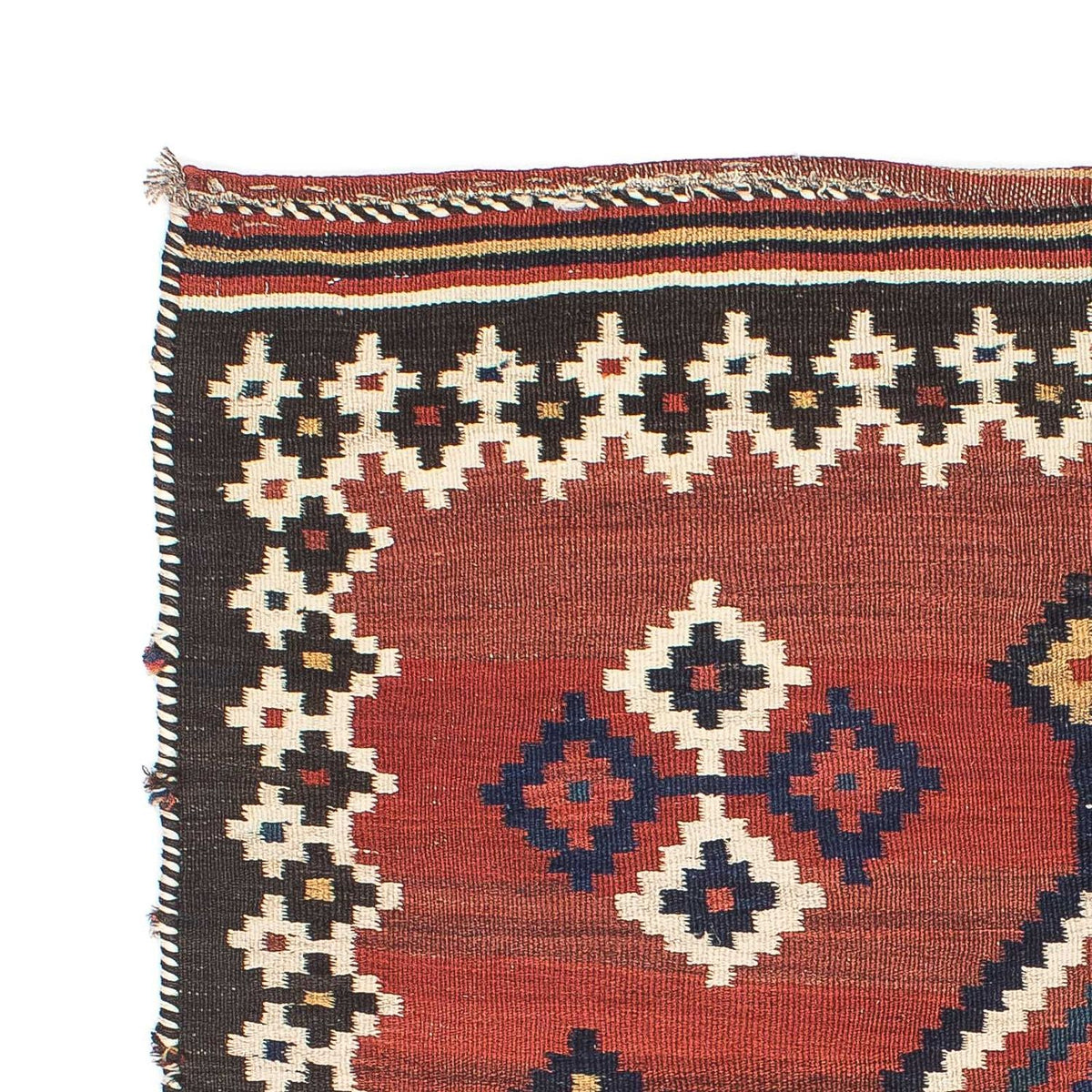 Tapis Kelim - Oriental carré - 144 x 132 cm - rouge foncé