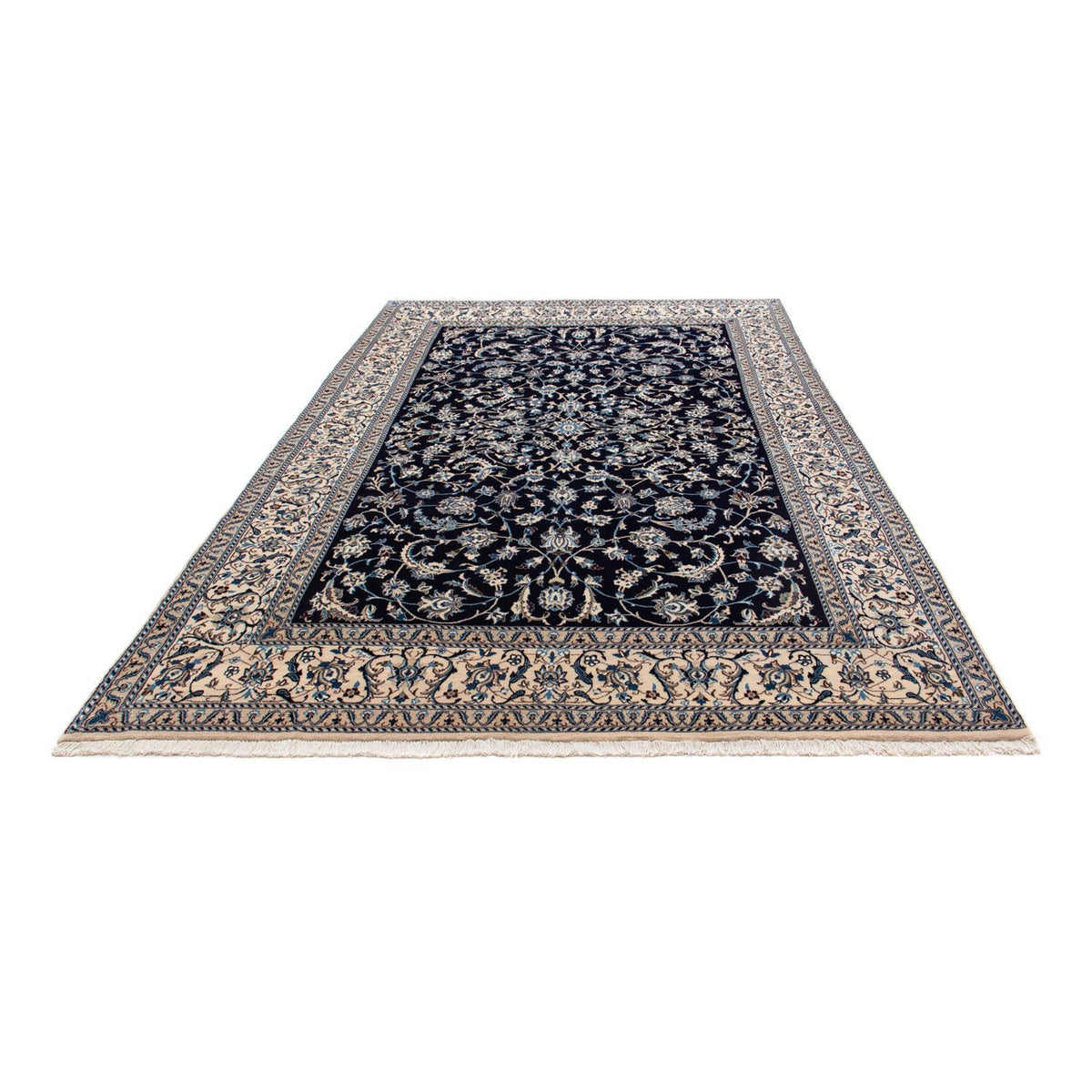 Tapis persan - Nain - 295 x 199 cm - bleu foncé