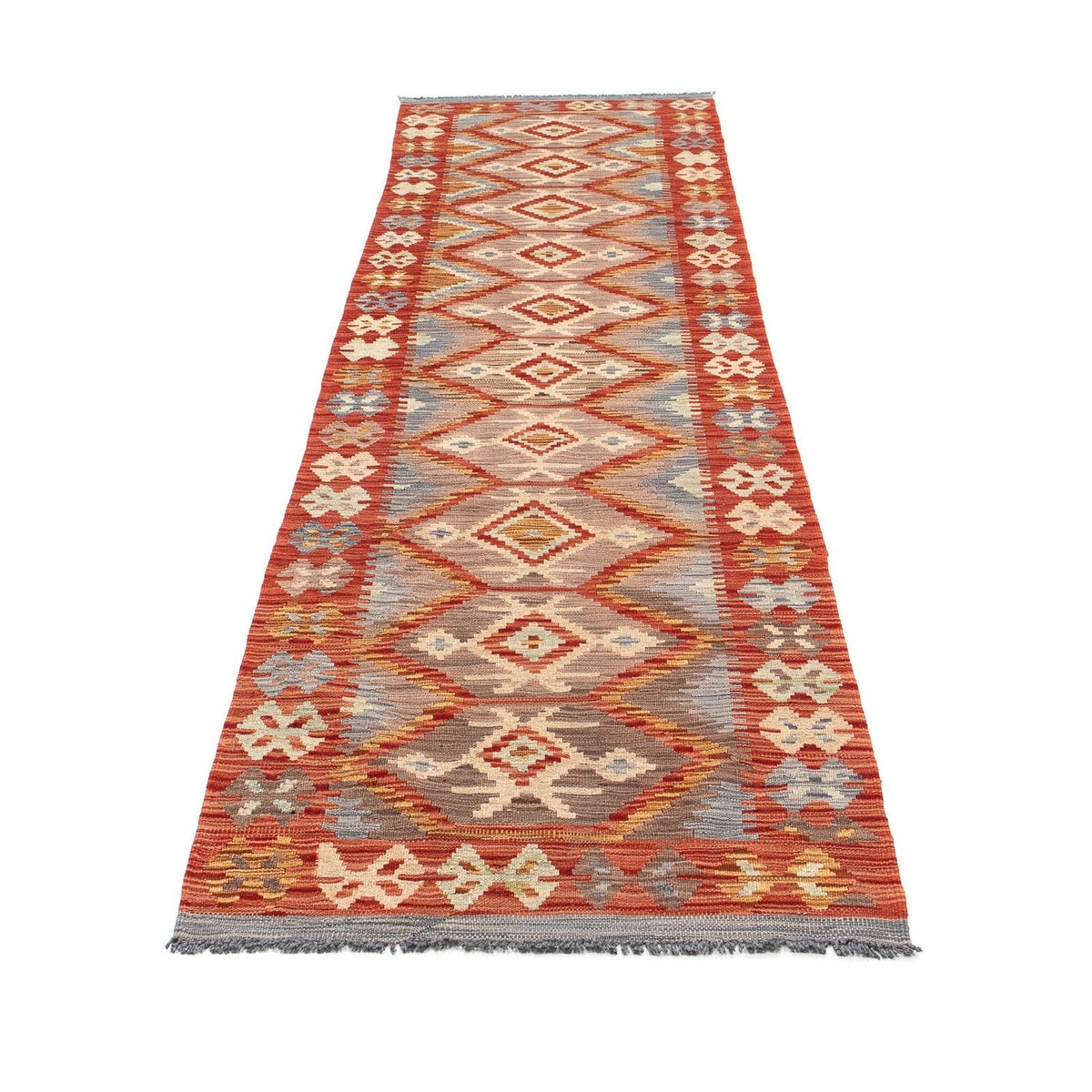 Tapis de couloir Tapis Kelim - Splash - 298 x 77 cm - rouge