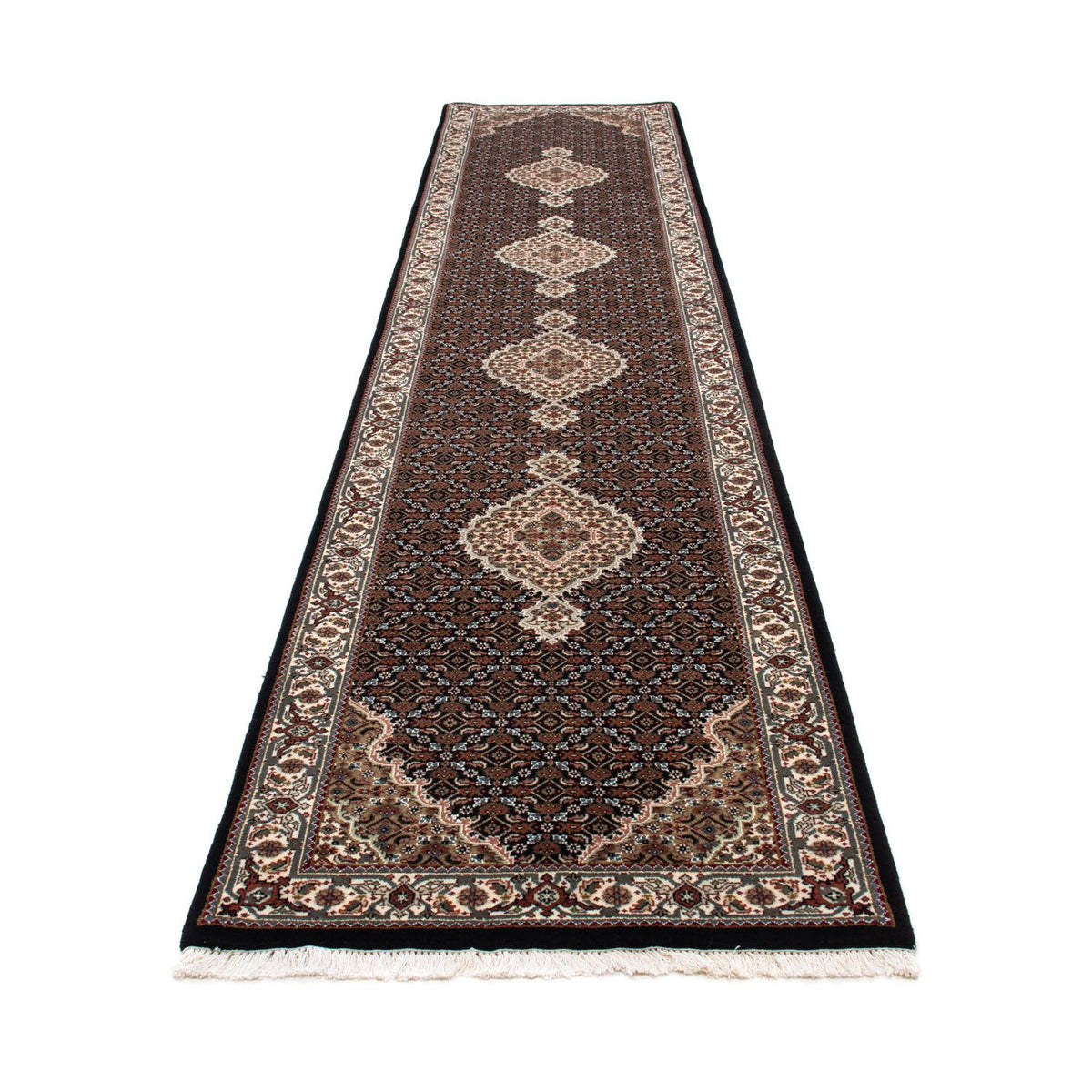 Tapis de couloir Tapis persan - Tabriz - 401 x 82 cm - bleu foncé