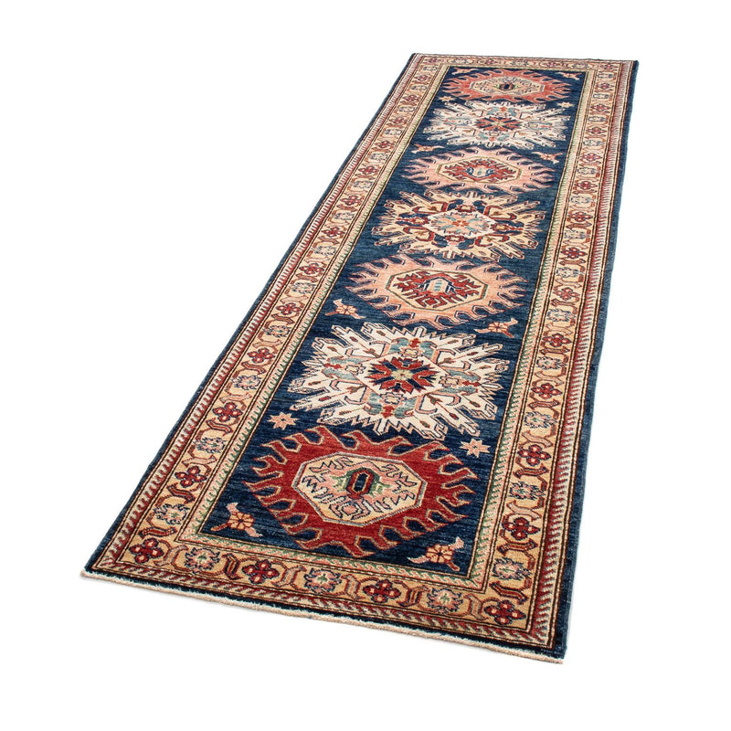 Tapis de couloir Tapis Ziegler - Kazak - 252 x 77 cm - bleu foncé