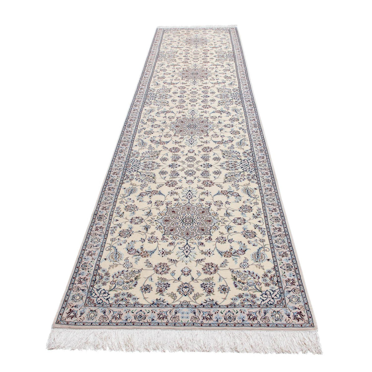 Tapis de couloir Tapis persan - Nain - 446 x 100 cm - beige