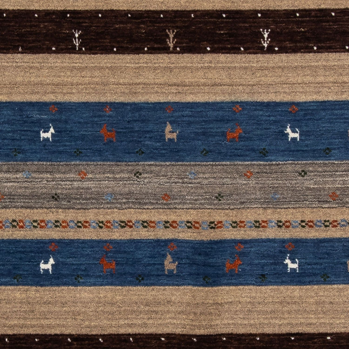 Tapis Gabbeh - Loribaft Persan - 206 x 141 cm - marron