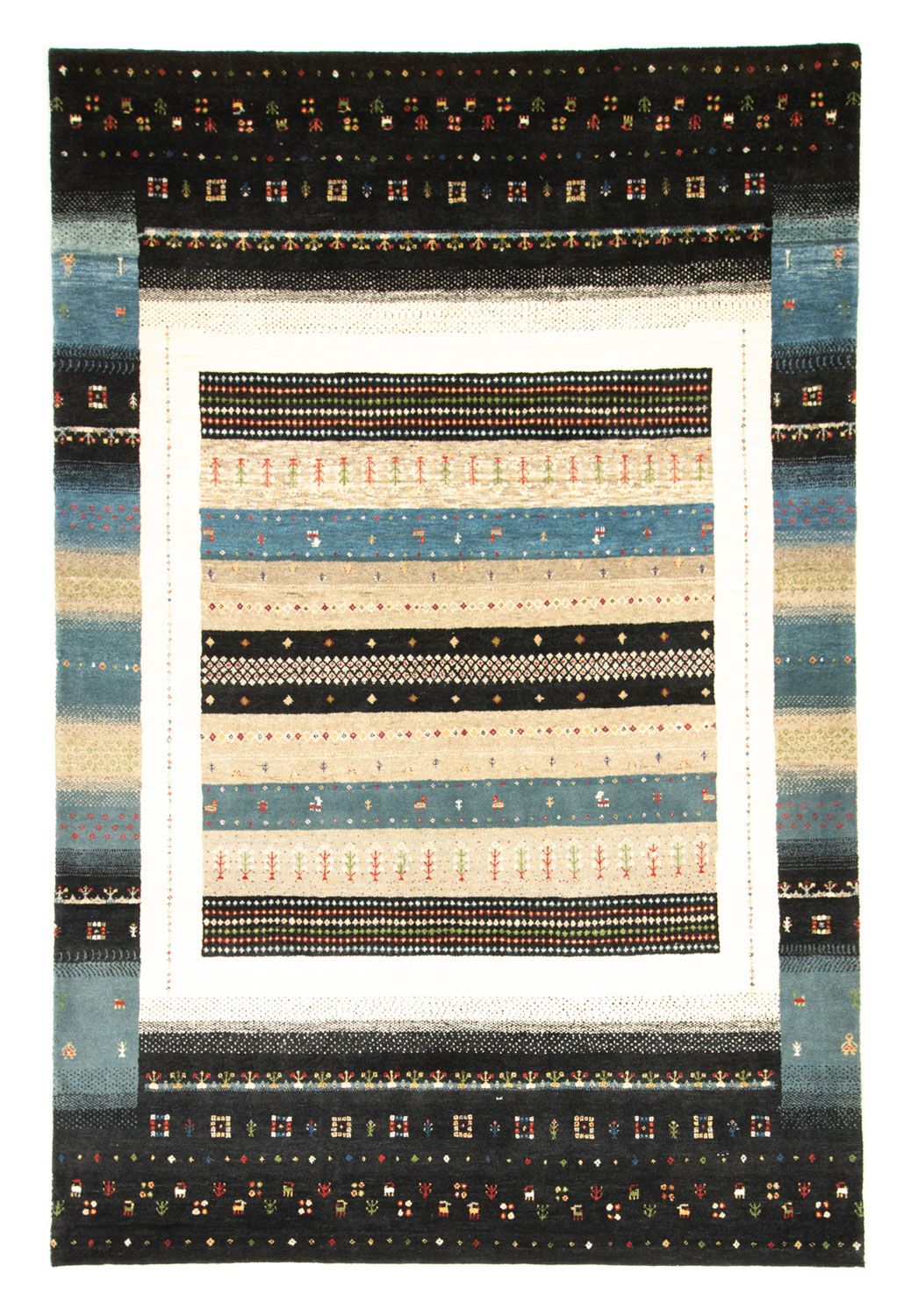 Tapis Gabbeh - Loribaft Persan - 243 x 169 cm - multicolore