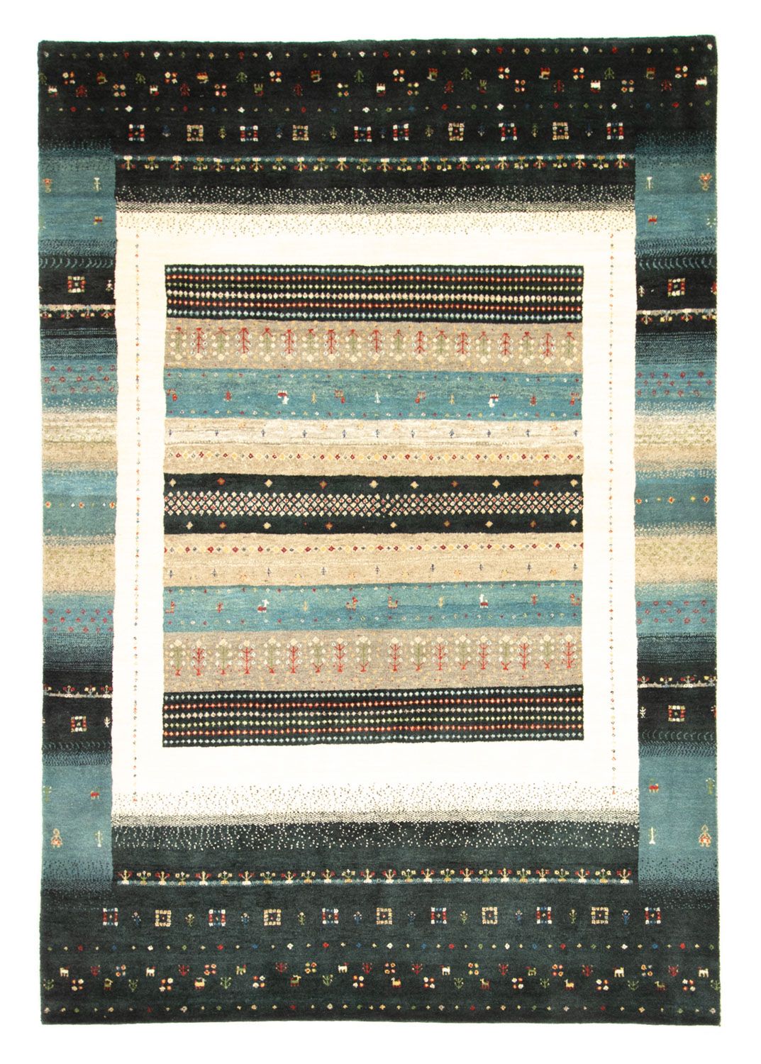 Tapis Gabbeh - Loribaft Persan - 237 x 163 cm - multicolore