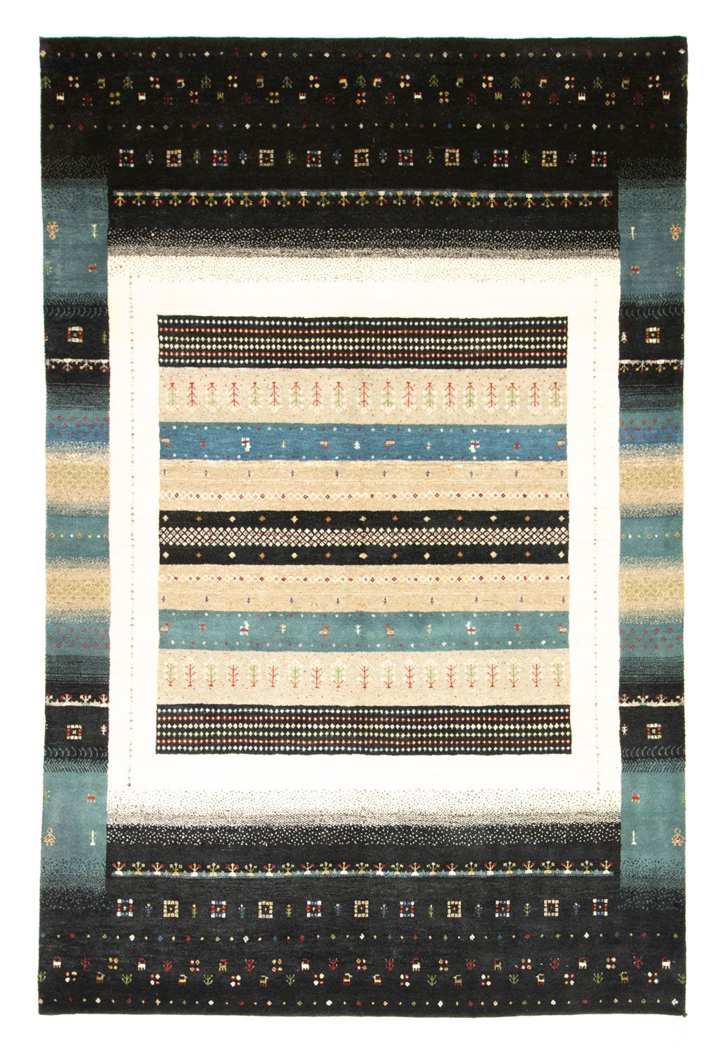 Tapis Gabbeh - Loribaft Persan - 246 x 169 cm - multicolore