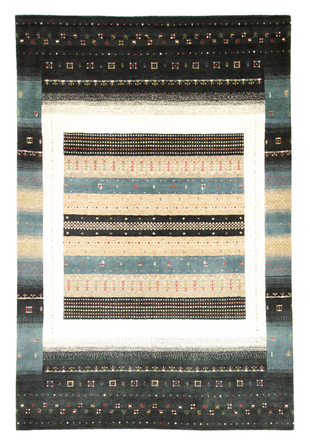 Tapis Gabbeh - Loribaft Persan - 242 x 169 cm - multicolore