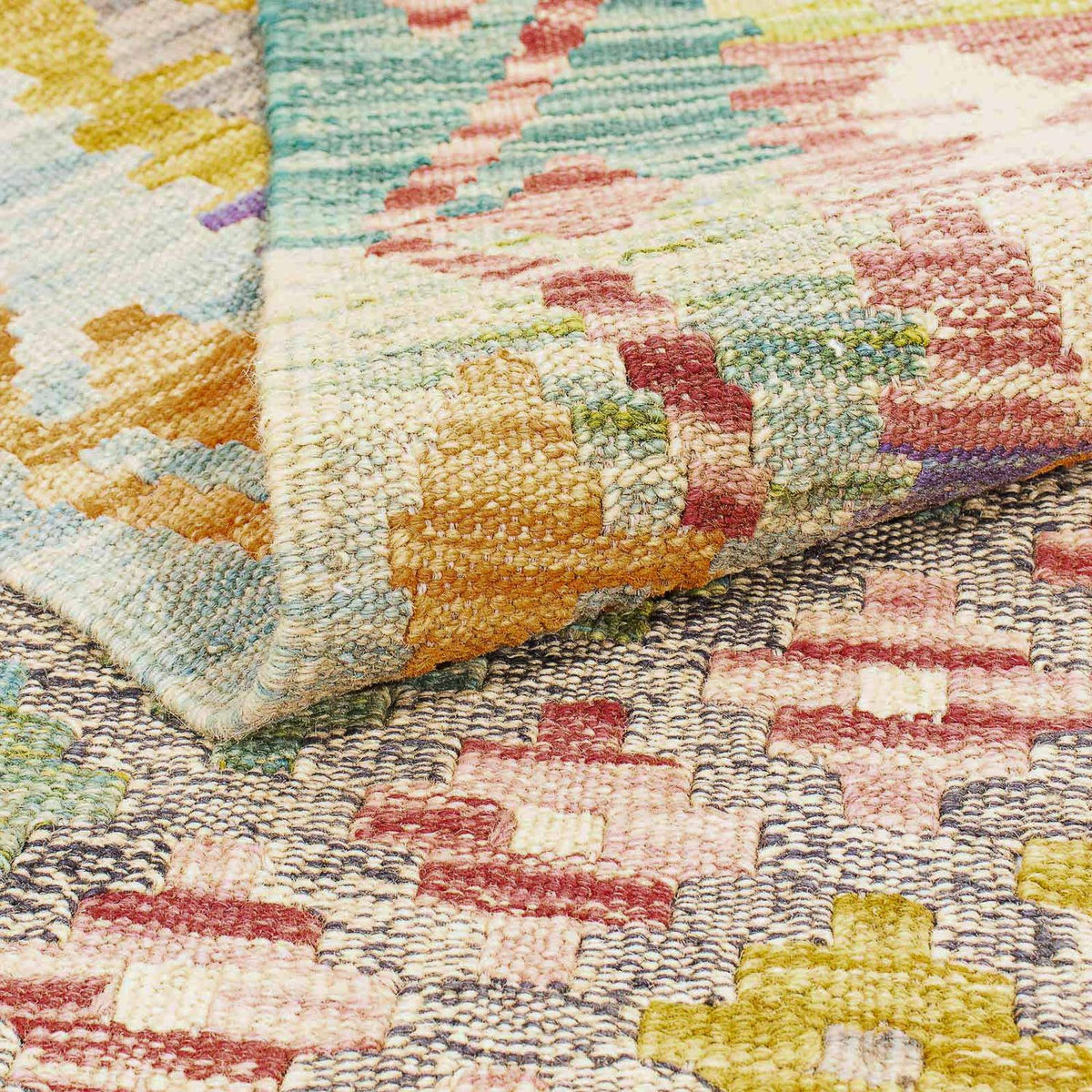 Tapis Kelim - Splash - 241 x 202 cm - multicolore