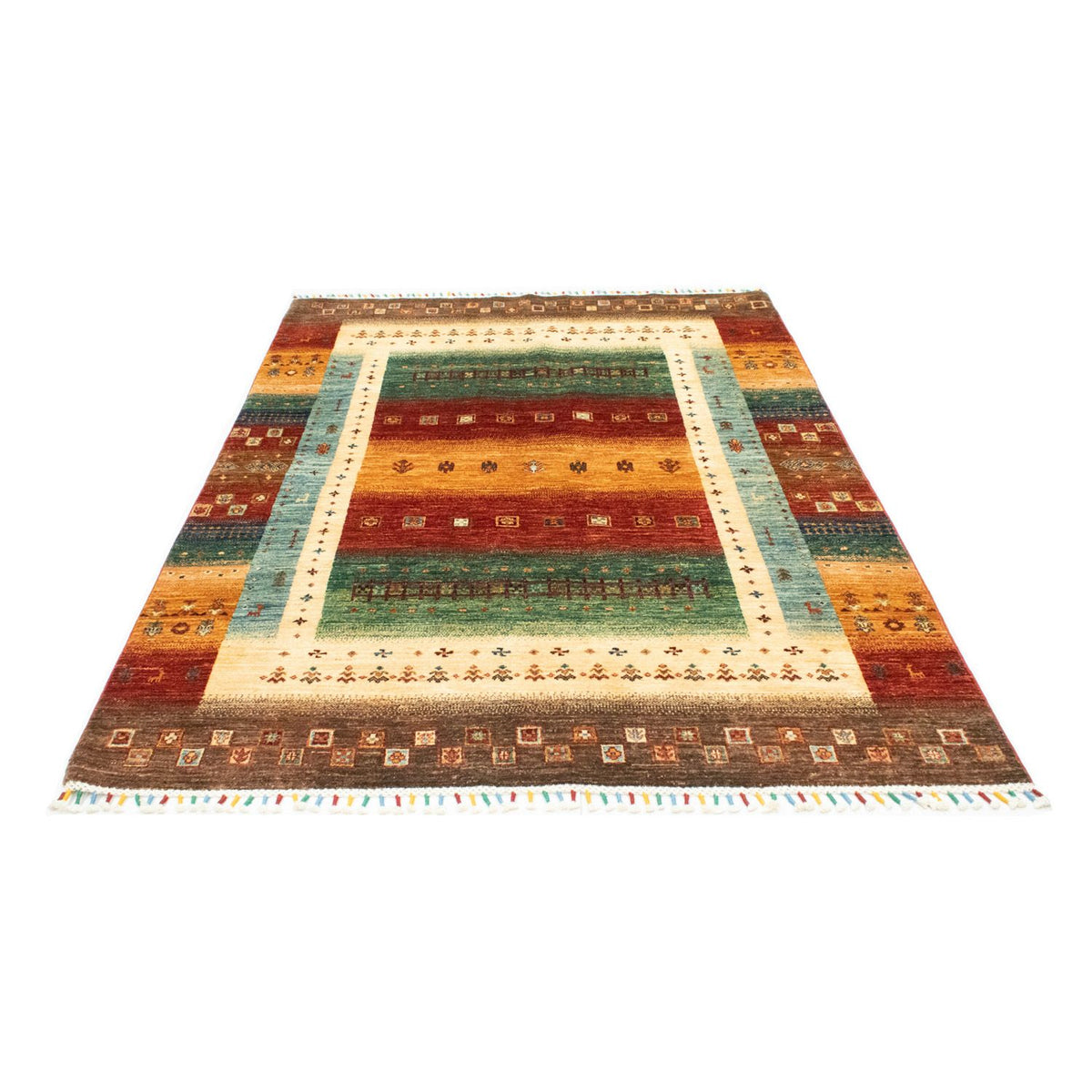 Tapis Gabbeh - Loribaft Persan - 214 x 152 cm - multicolore