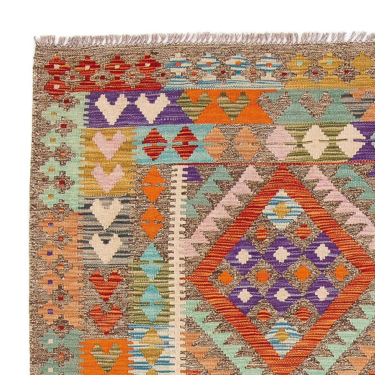 Tapis Kelim - Splash - 194 x 154 cm - multicolore