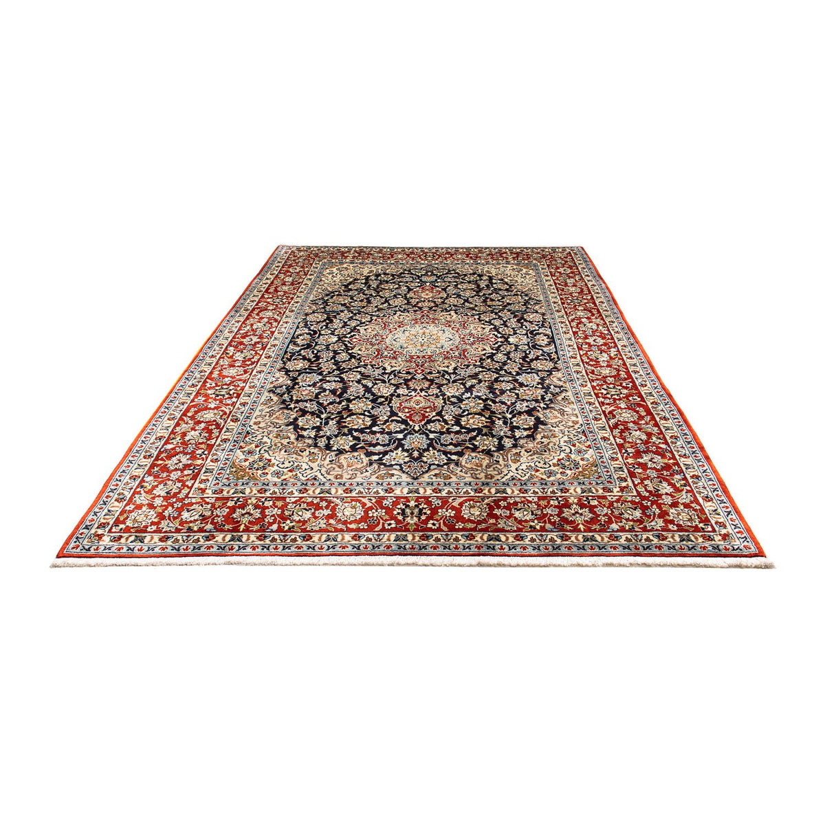 Tapis persan - Keshan - 293 x 208 cm - bleu foncé