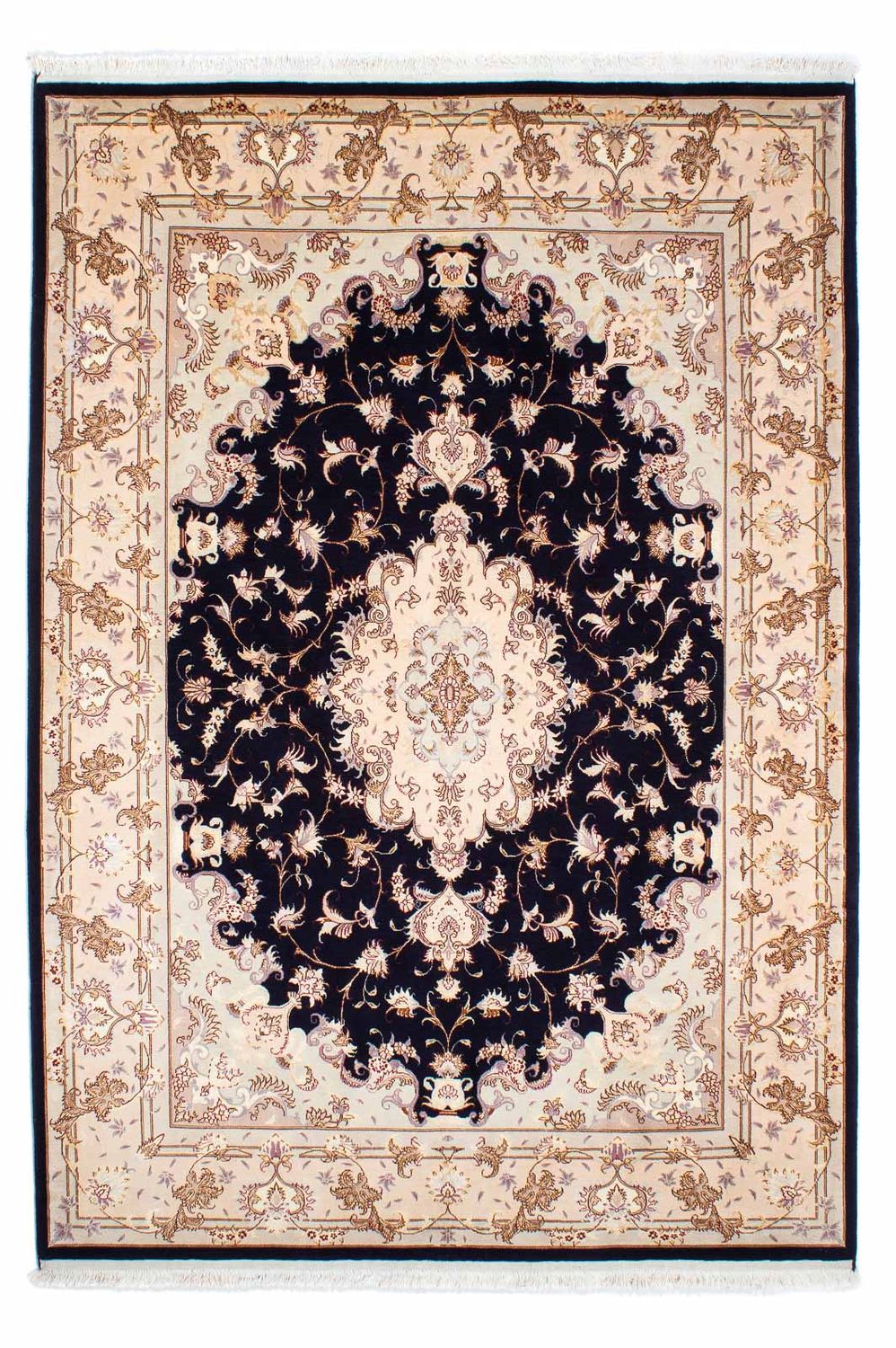 Tapis persan - Tabriz - Royal - 240 x 167 cm - bleu foncé