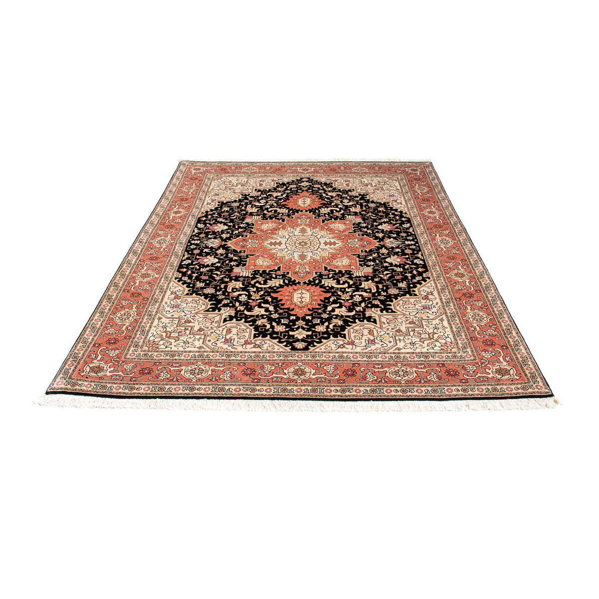 Tapis persan - Tabriz - Royal - 200 x 152 cm - bleu foncé