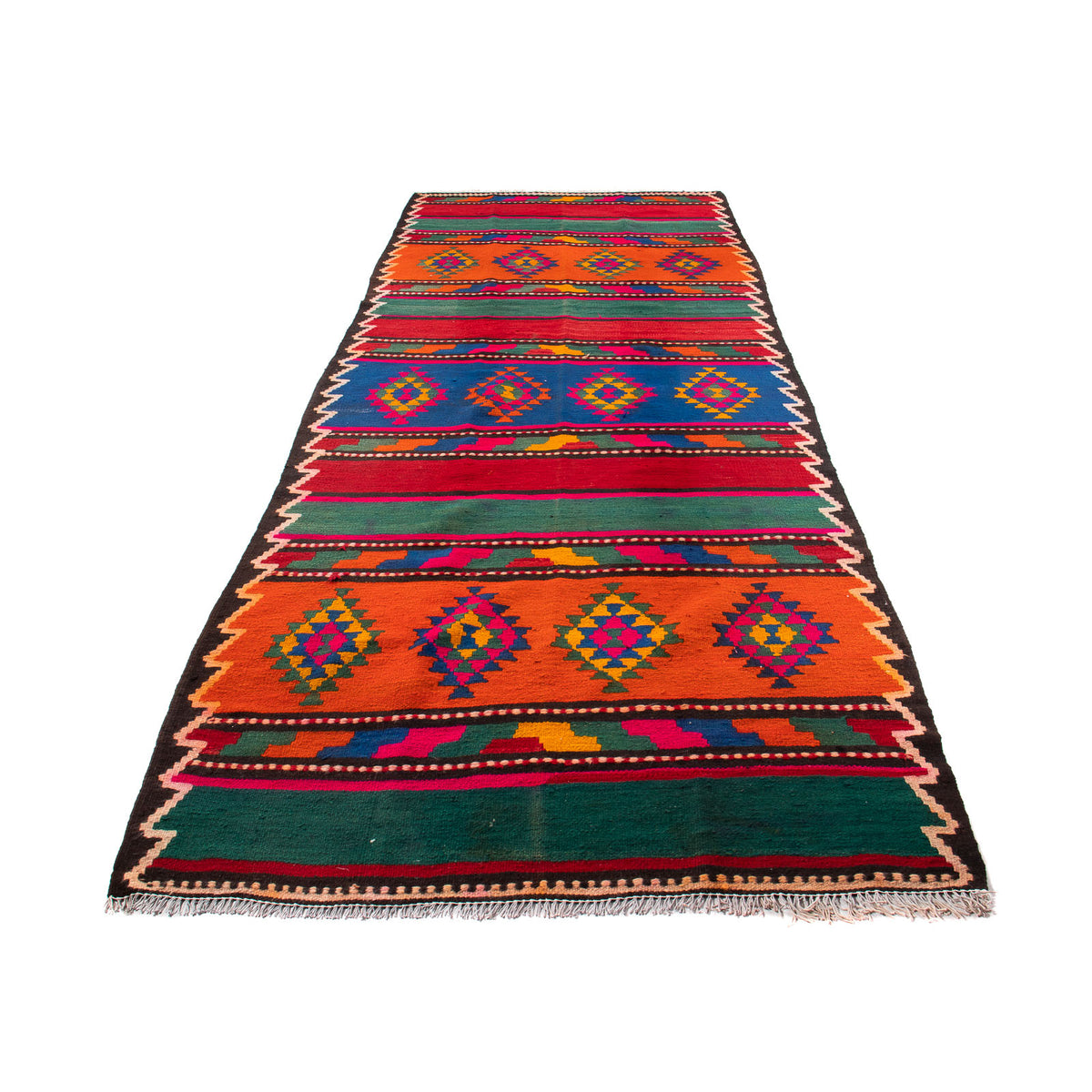 Tapis de couloir Tapis Kelim - Vieux - 360 x 150 cm - multicolore